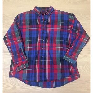 Allen Wickfield Mens Flannel Button Up Plaid Shirt XL Cabincore Cozy